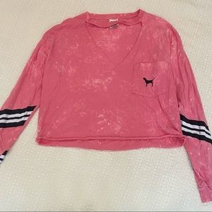 Bright pink Victoria’s Secret cropped long sleeve